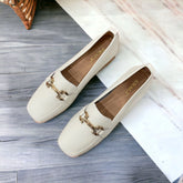 Classic Leather Loafers - Beige
